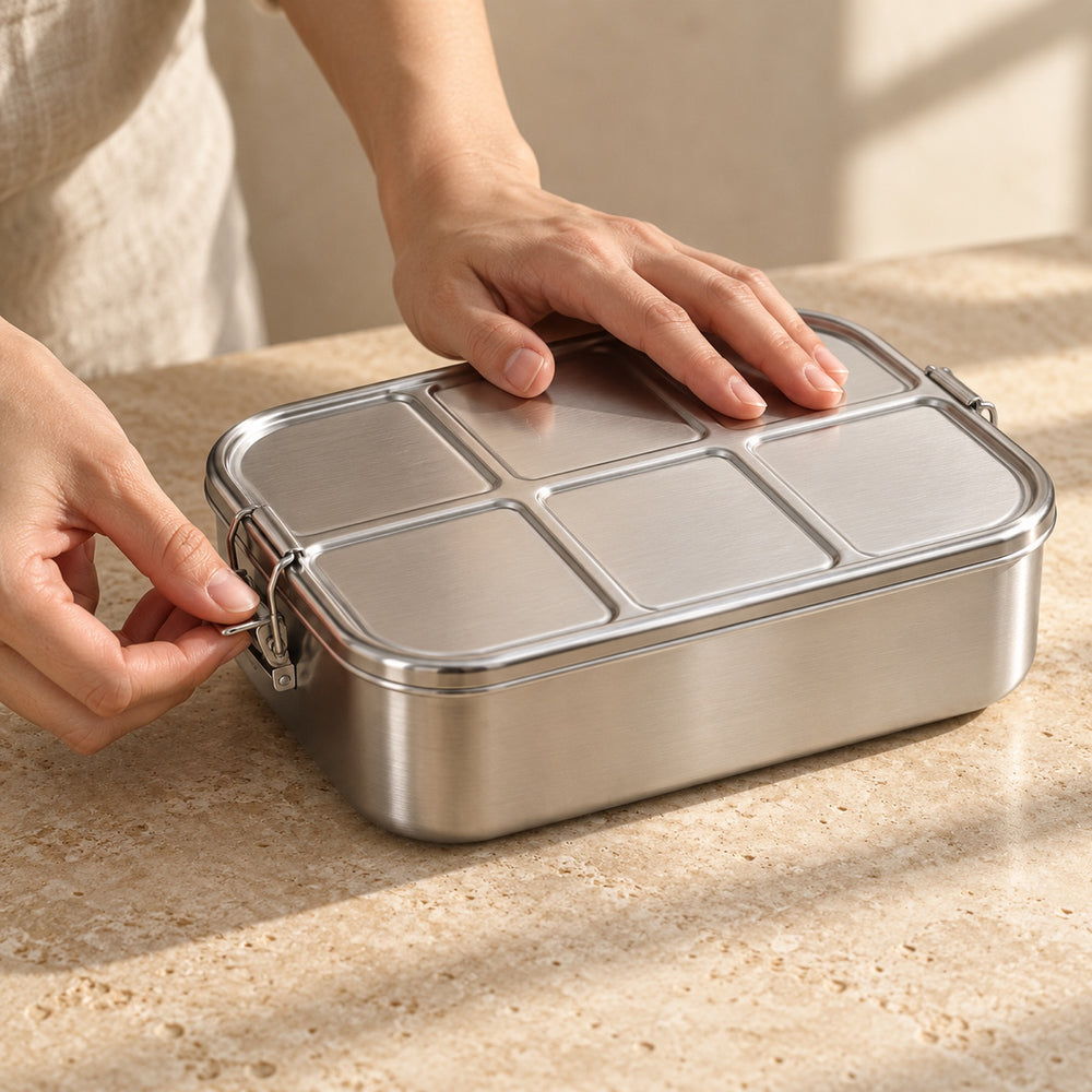 Press the lid. Clip both ends.