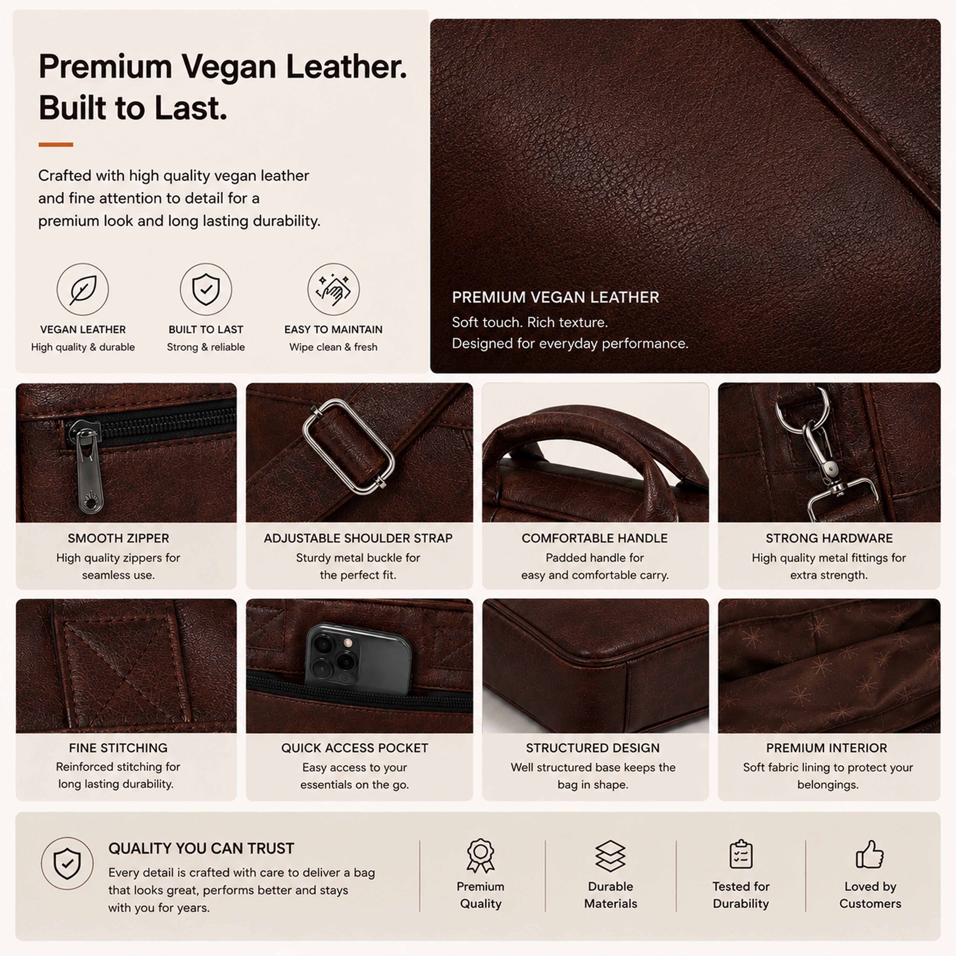 Daily Carry C01. Vegan leather laptop bag