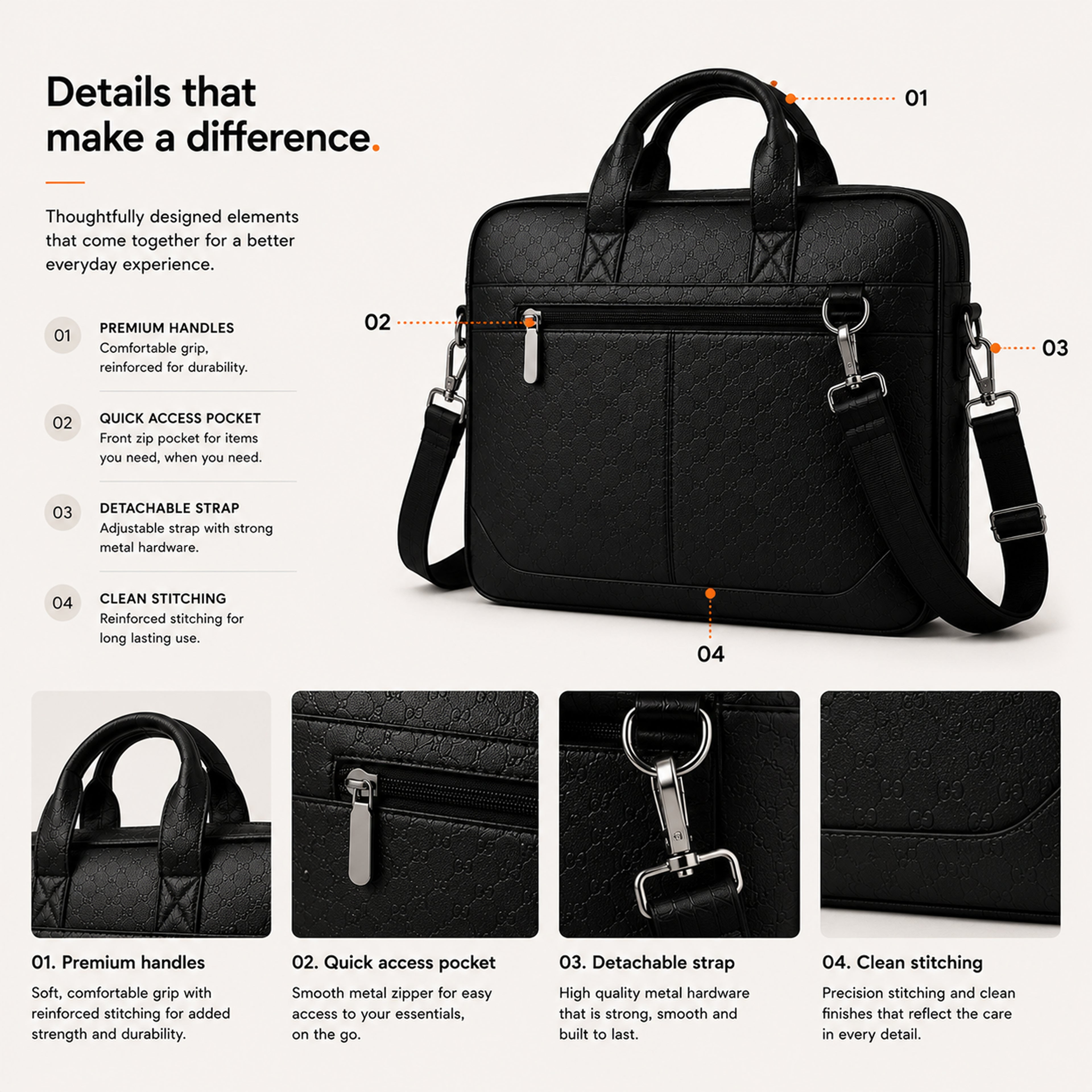 Daily Carry C02. Vegan leather laptop bag