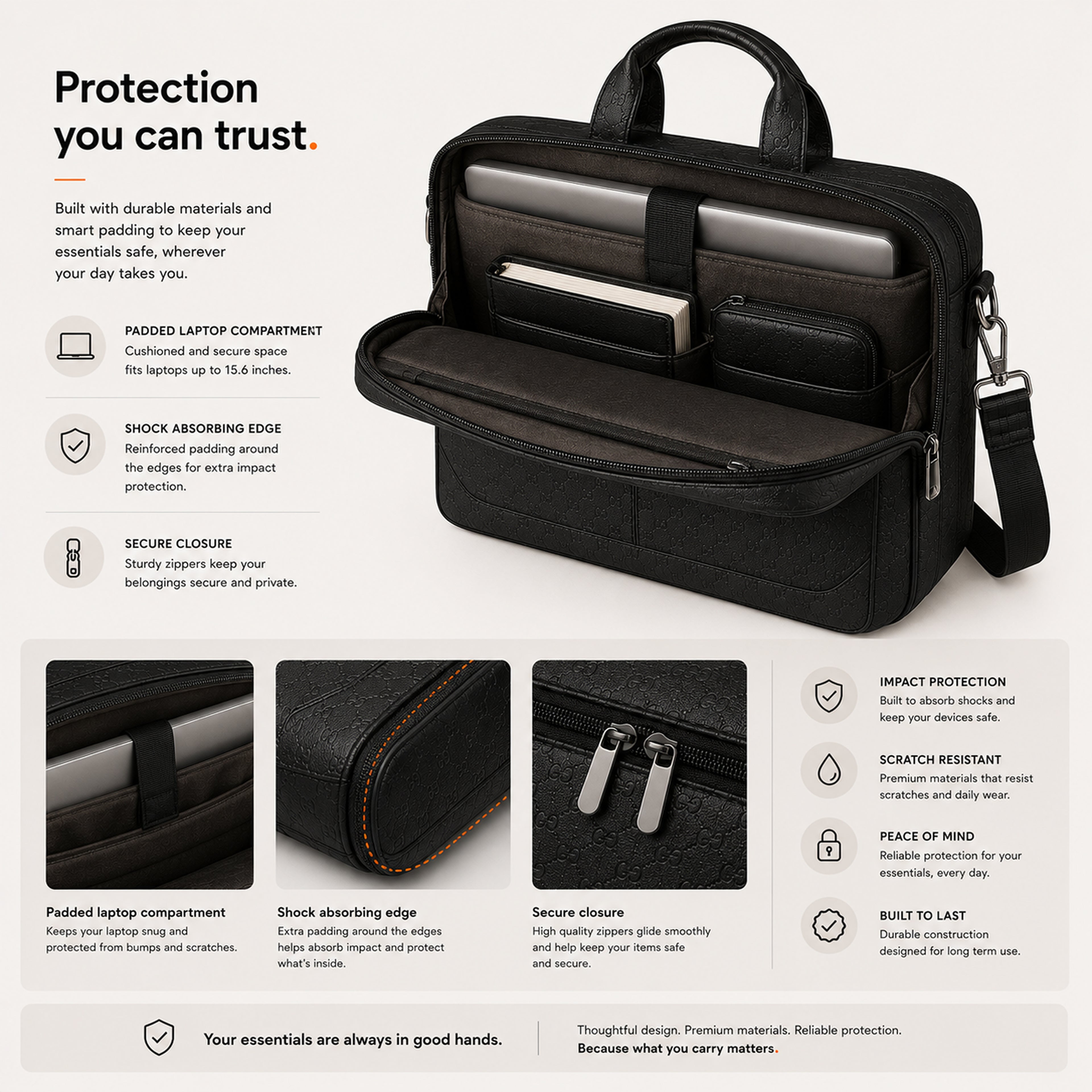 Daily Carry C02. Vegan leather laptop bag