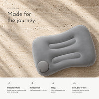Carbon Air Pillow. Press-to-inflate travel pillow that folds small view 2
