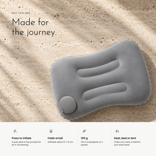 Four benefits: press to inflate, folds small, 100 g, seat, bed or tent