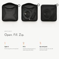 Carbon Gadget Pouch. Four see-through zip pouches for cables and small tech. view 6