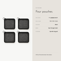Carbon Gadget Pouch. Four see-through zip pouches for cables and small tech. view 9