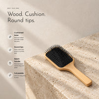 Carbon Hairbrush. Beech handle, nylon pins, cushioned base view 2