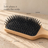 Carbon Hairbrush. Beech handle, nylon pins, cushioned base view 3