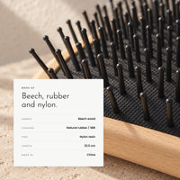 Carbon Hairbrush. Beech handle, nylon pins, cushioned base view 6