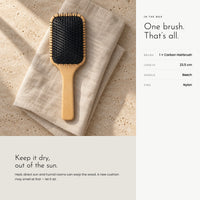 Carbon Hairbrush. Beech handle, nylon pins, cushioned base view 9