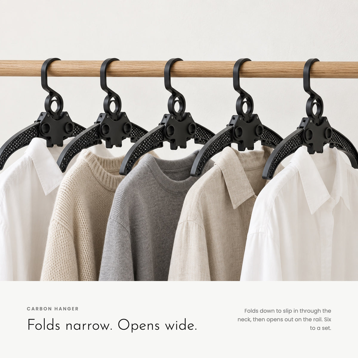Carbon Hanger. Folds narrow to slip in through the neck.