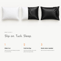 Carbon Pillowcase. Smooth black satin, low friction for hair and skin view 4
