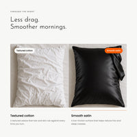 Carbon Pillowcase. Smooth black satin, low friction for hair and skin view 6