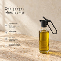 Carbon Pourer. Flip-lid spout and handle for most bottles at home view 2