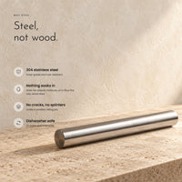 Carbon Rolling Pin. 304 stainless steel, 30 cm, no handles view 2