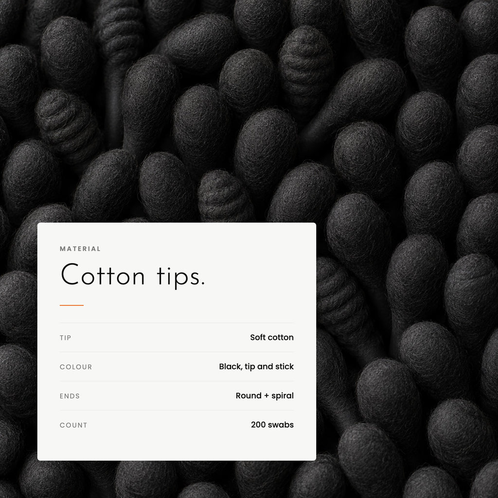 Black cotton tips, macro