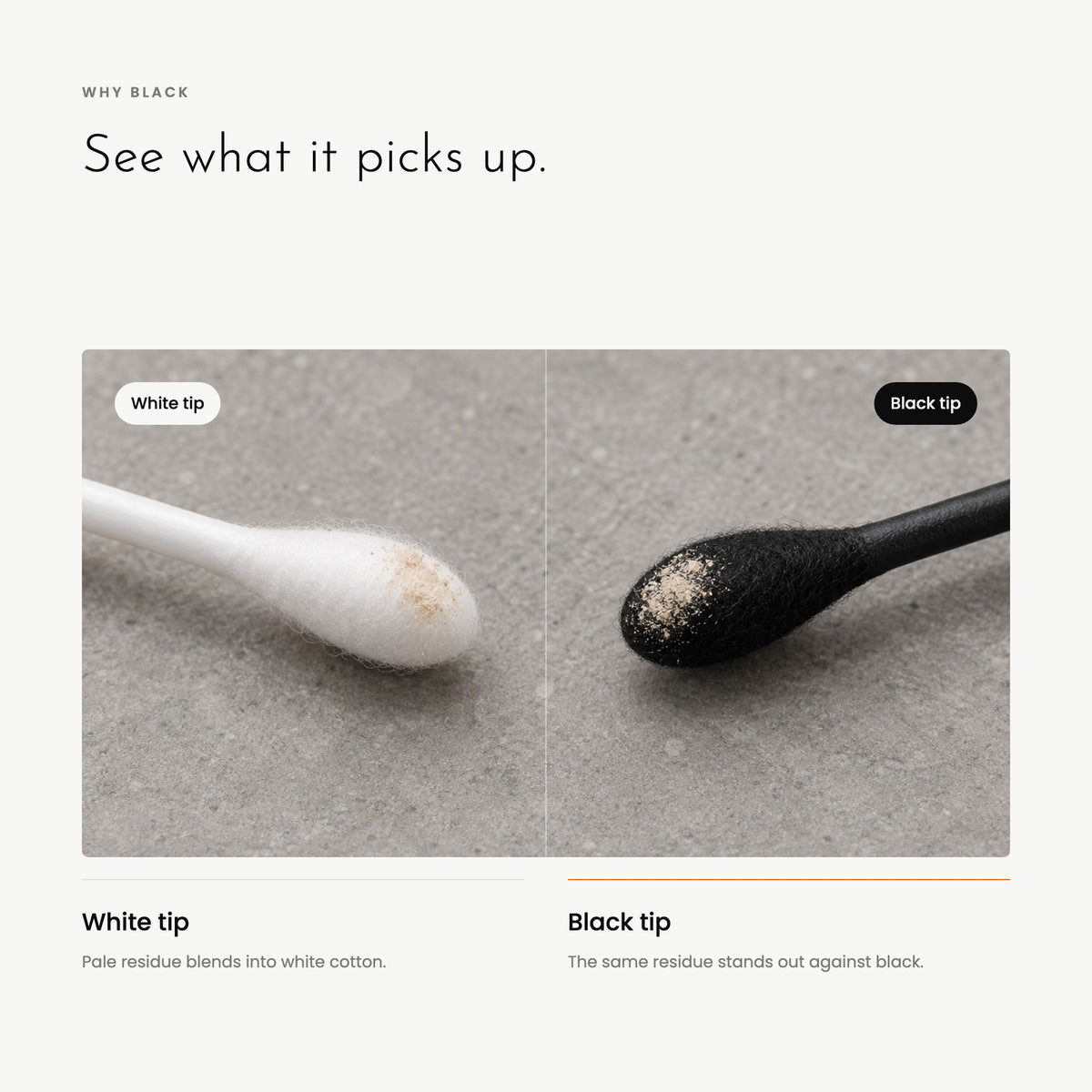 White tip and black tip with the same pale residue