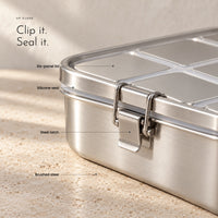 Carbon Tiffin. 1600 ml steel, three sections, leak-proof lid view 3