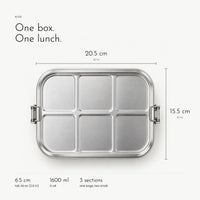 Carbon Tiffin. 1600 ml steel, three sections, leak-proof lid view 4