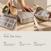 Carbon Tiffin. 1600 ml steel, three sections, leak-proof lid view 5
