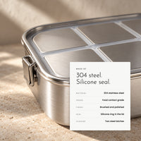 Carbon Tiffin. 1600 ml steel, three sections, leak-proof lid view 6