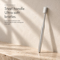 Carbon Toothbrush. Ultra-soft bristles on a 304 steel handle view 1