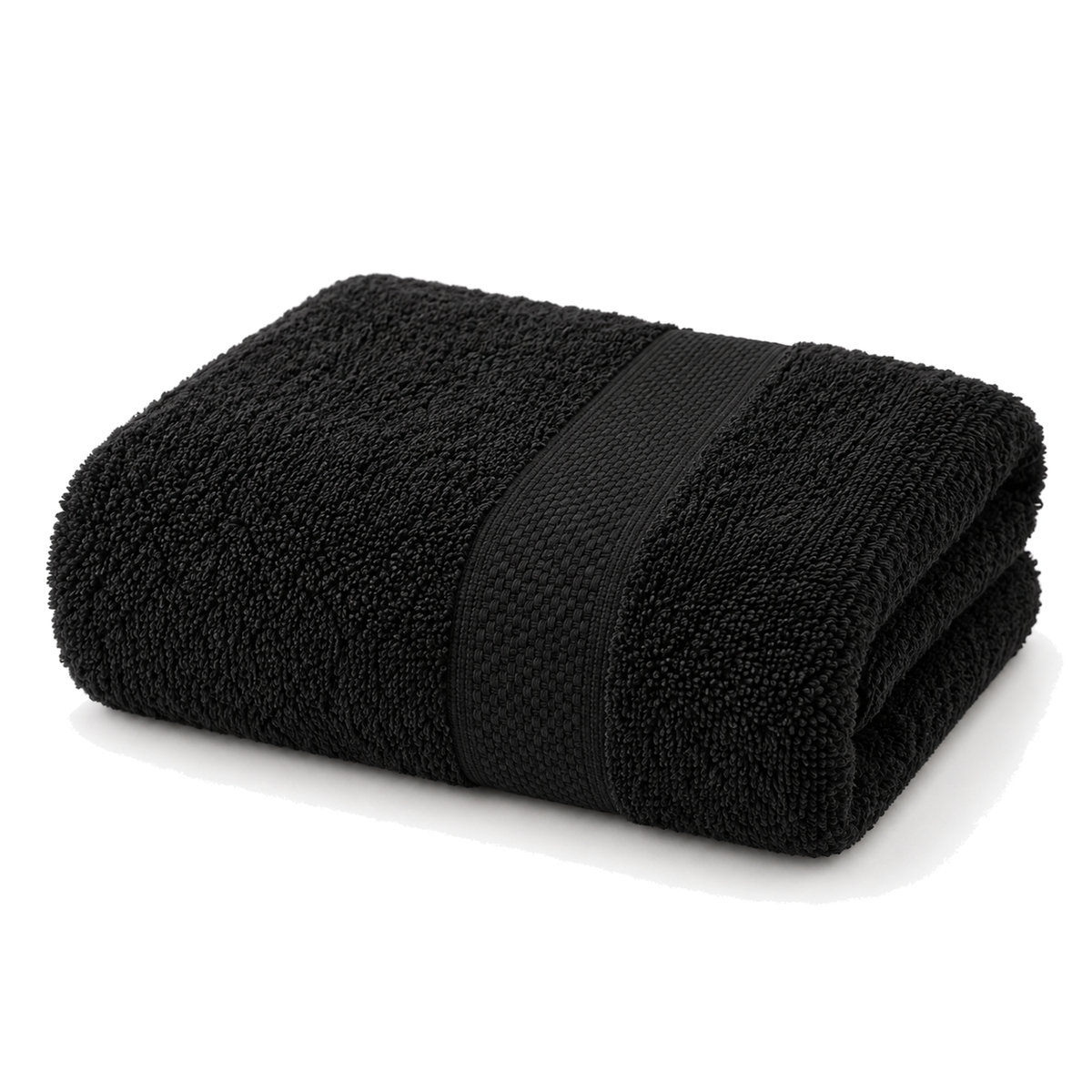 Carbon Towel, black 100% cotton bath towel, folded on a white background