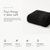 Carbon Towel. Soft, thick cotton that dries fast view 3