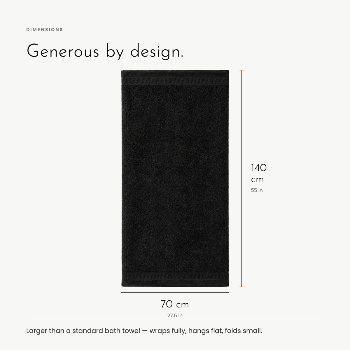 Size: 70 by 140 cm, 27.5 by 55 inches